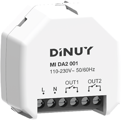 DINUY 2 kanaals schakelactor 10A  met DALI-2 ingang